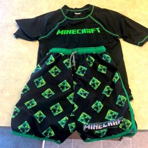 Minecraft swim shirt and trunks